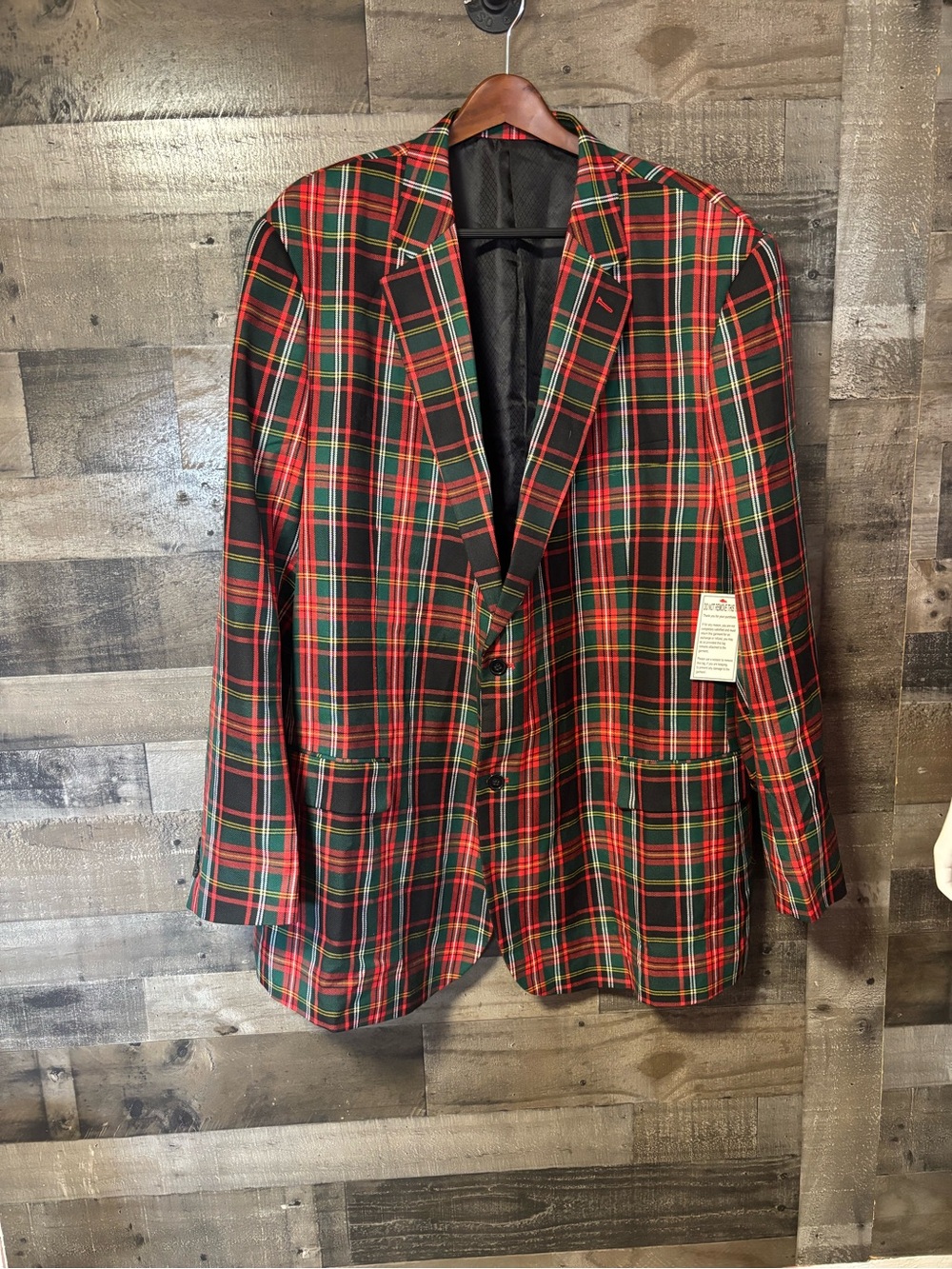 NWT Mens KS Signature Red & Green Tartan Blazer Classic Plaid Sport Coat 60tall